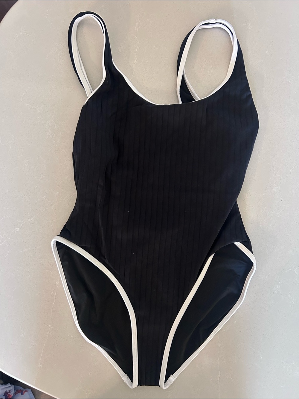 Solid & Striped Anne-Marie One Piece Luxe Rib Noir / Optic White